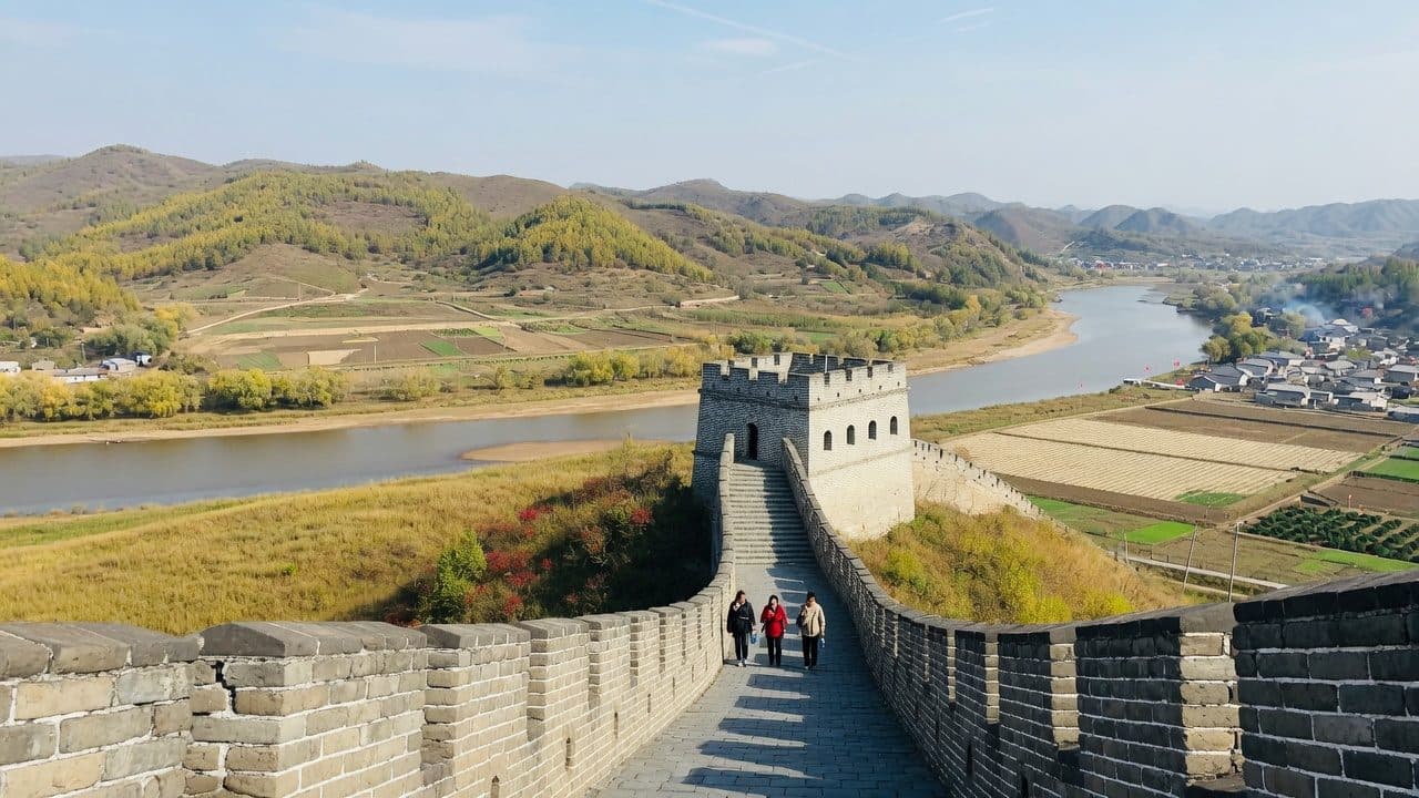 The restored Ming wall at Tiger Mountain above the Yalu valley
