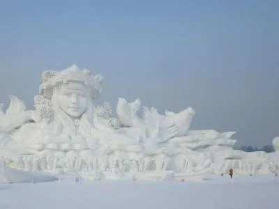 Monumental snow sculpture at the Sun Island expo, Harbin