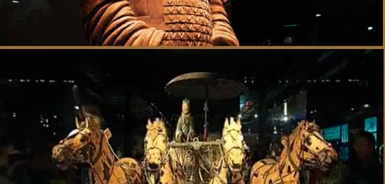 The bronze chariot and horses in the museum gallery