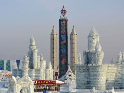 Ice towers and castles at Harbin Ice and Snow World